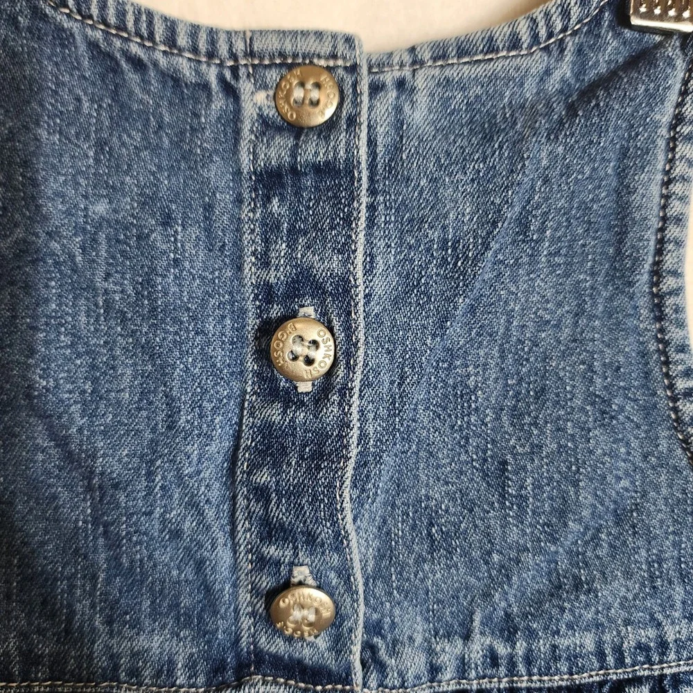 OshKosh B'gosh Baby Girls Blue Denim Americana Flag Gingham Jumper Dress 18M